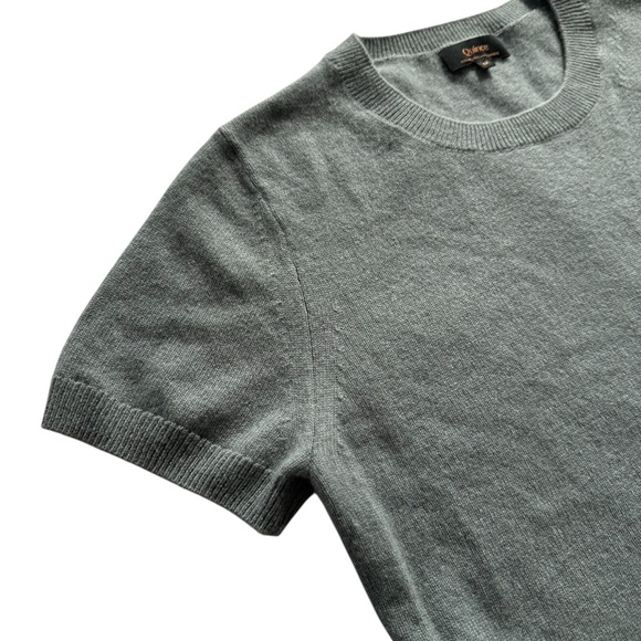Quince 100% Mongolian Cashmere Short Sleeve Crewneck Sweater - Heather Gray - Picture 3 of 8